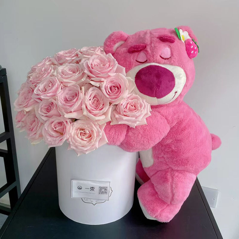 Regalos de cumpleaños flores jabón muñecas osos pequeños ramos de flores Teddy oso abrazar barril flores simuladas para regalos de novia