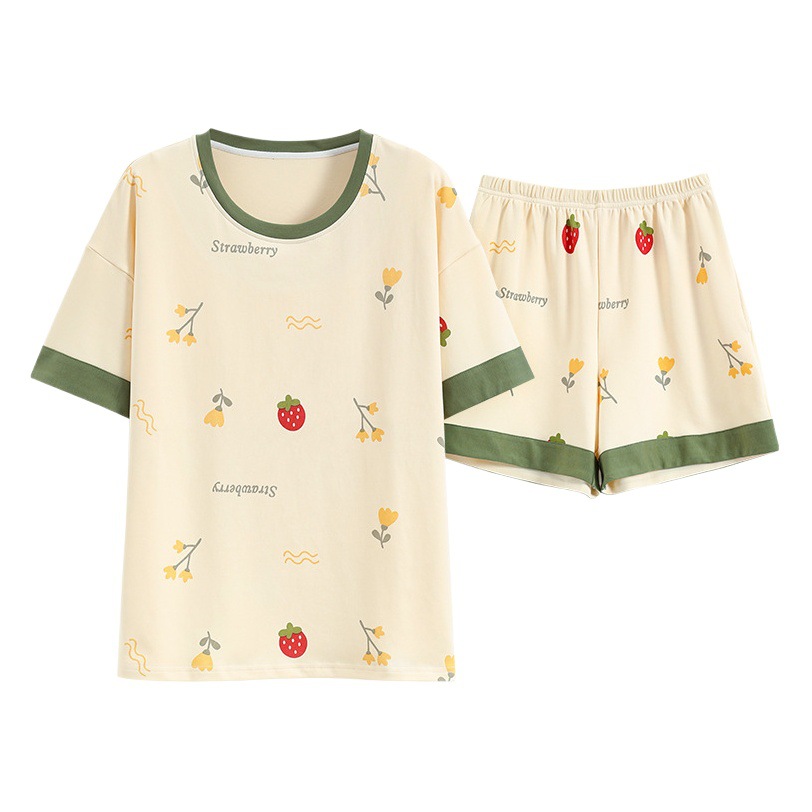 Pijamas de verano para mujer con almohadillas para el pecho, pantalones cortos dulces y bonitos que se pueden usar en el exterior, conjunto de algodón puro de manga corta, novedad 2026, ropa para el hogar