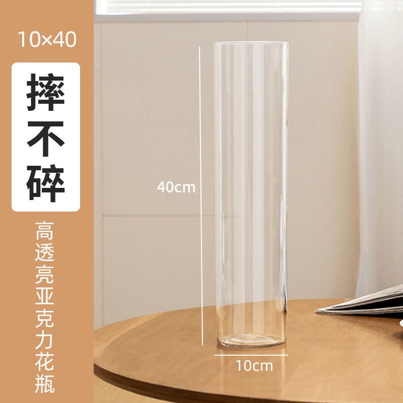Vaso acrílico de alta transparencia a prueba de caídas abundante bambú de meseta hidropónico flores interiores decoración de mesa despierta barril de flores