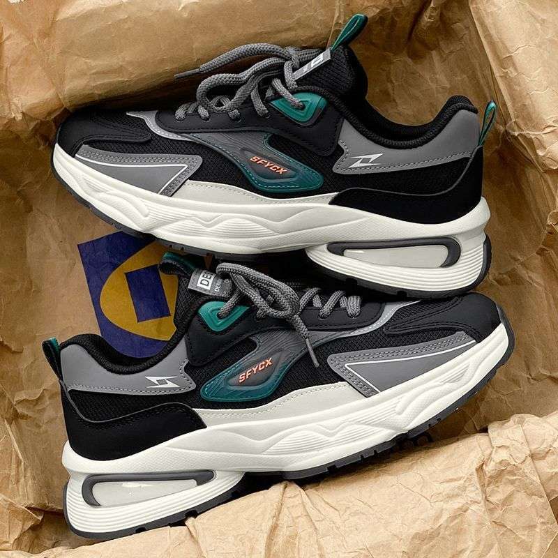 Black Sports Men's Shoes 2025 New Summer Men's Thick-Soled Heightening Casual Mesh Breathable Summer Dad Trendy Shoes Black Sports Men's Shoes 2025 New Summer Men's Thick-Soled Heightening Casual Mesh Breathable Summer Dad Trendy Shoes