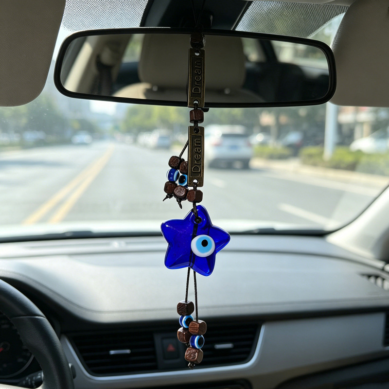 European and American Style Evil Eye Turkish Blue Eye Letter Good Luck Decoration Pendant Car Accessory Pendant Car Interior Decoration