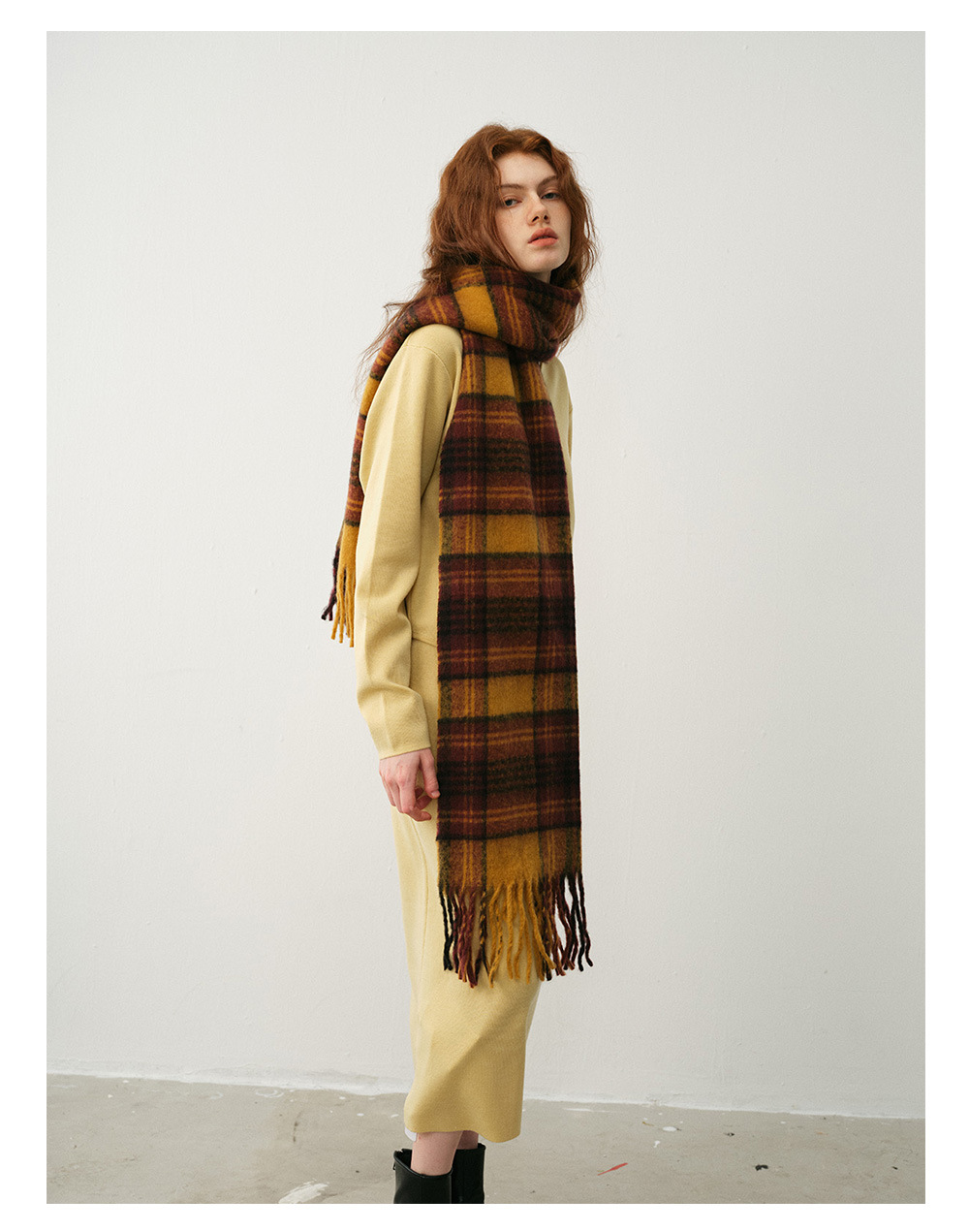 Kaschmirschal Kariert Im Retrodesign Für Damen Winterweiches Tuch_voghion.com