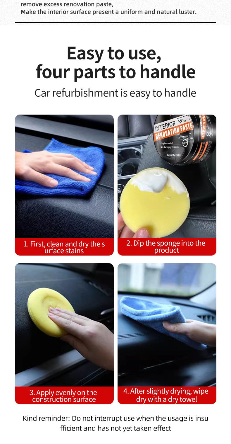 Car leather polishing paste, interior seat maintenance wax, stain remover, refurbishing anti-aging coating paste, cross-border Amazon