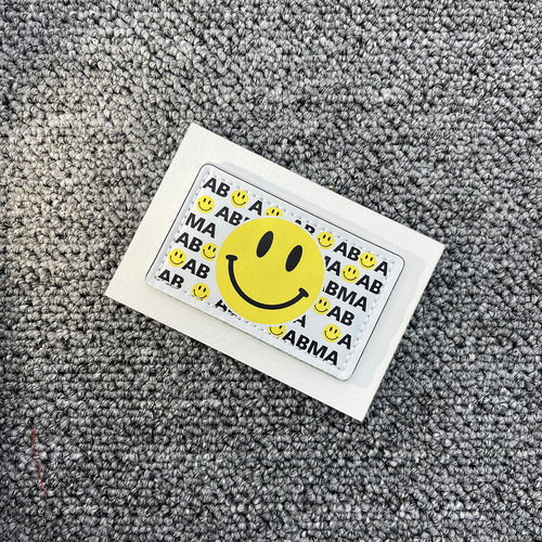 New PU leather fabric sticker colorful English letter smiling fabric badge leather patch creative DIY clothing decoration