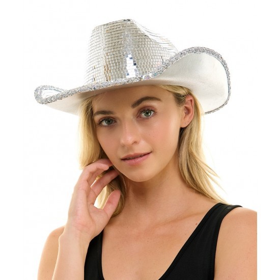 Disco espejo sombrero reflector láser sombrero de vaquero occidental sombrero de fiesta de baile personalizado sombrero de pestaña