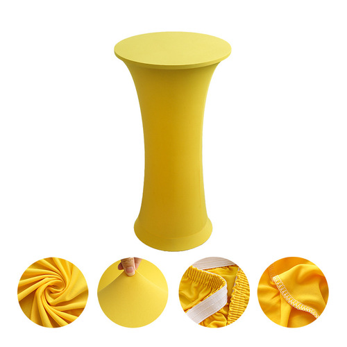 Factory direct supply of high-end hotel wedding decoration solid color cocktail disc bottom spandex bar cover elastic table cover