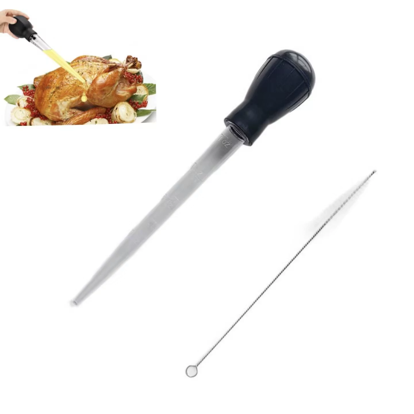 Комплект Turkey Baster с очищающей щеткой для барбекю Капельные трубки для приготовления масла Турецкая индейка для выпечки шприц для барбекю