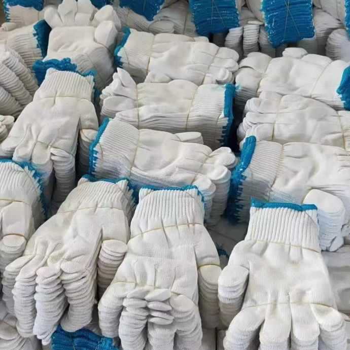 ✅棉线尼龙劳保手套工作耐磨加厚防护防滑工地干活男女白色手套批