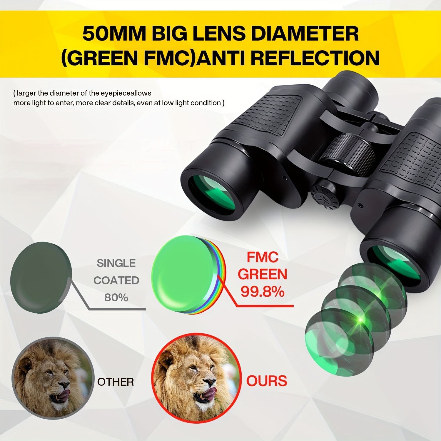 Binocolo HD Zoom ad alta potenza per adulti 10x50 a lungo raggio_voghion.com