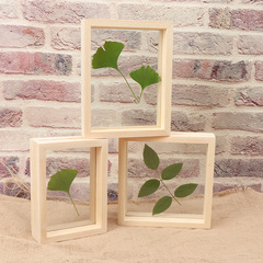 實木創意雙面玻璃植物標本相框原木色立體畫框透明木質相框架批發