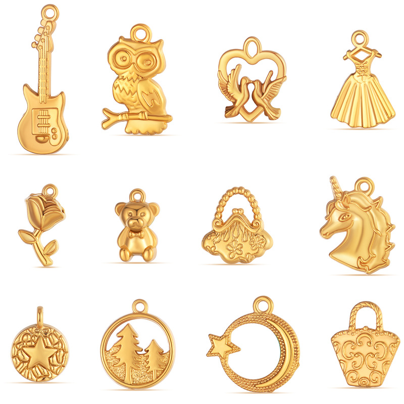 DIY Jewelry Accessories Stainless Steel Vacuum-Plated 18K Gold Guitar/Bear/Unicorn Pendant Animal Charm Pendant DIY Jewelry Accessories Stainless Steel Vacuum-Plated 18K Gold Guitar/Bear/Unicorn Pendant Animal Charm Pendant