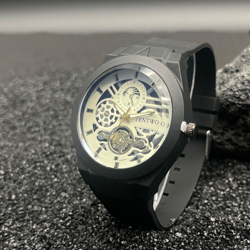 Pointer Display Type Casual Solid Color Buckle Quartz Watch Men's Watches