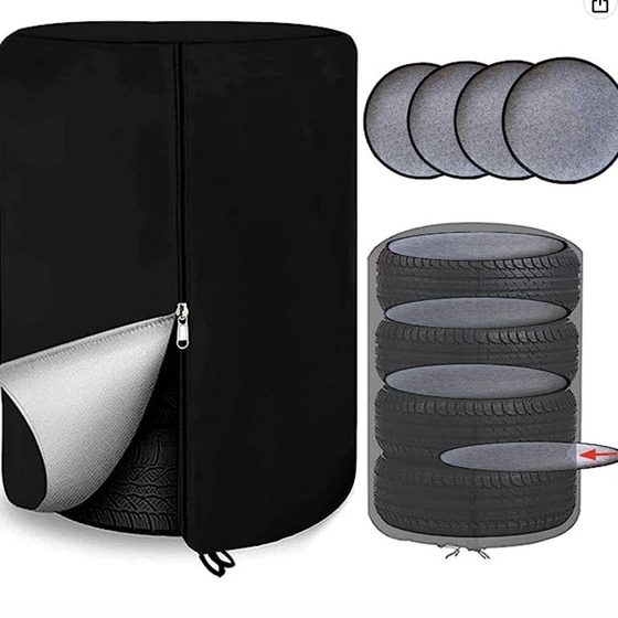 420D Oxford cloth tire cover silver coated four-in-one tire cover multi-layer silver coated waterproof tire cover waterproof zipper