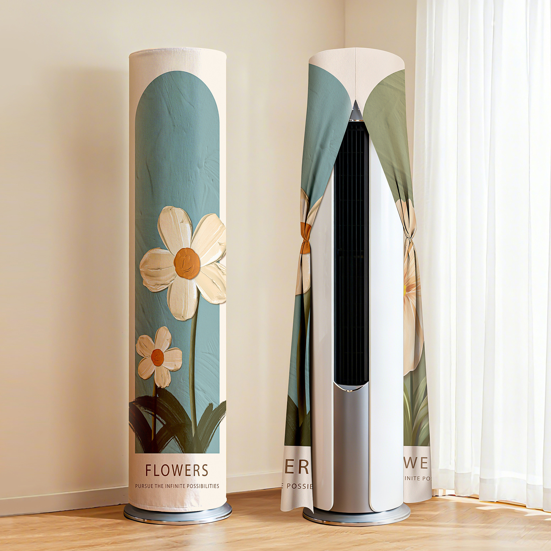 Capa de polvo vertical de aire acondicionado cilíndrica cubierta de envoltura completa no se aplica a la marca de gabinete de sala de estar Gree general