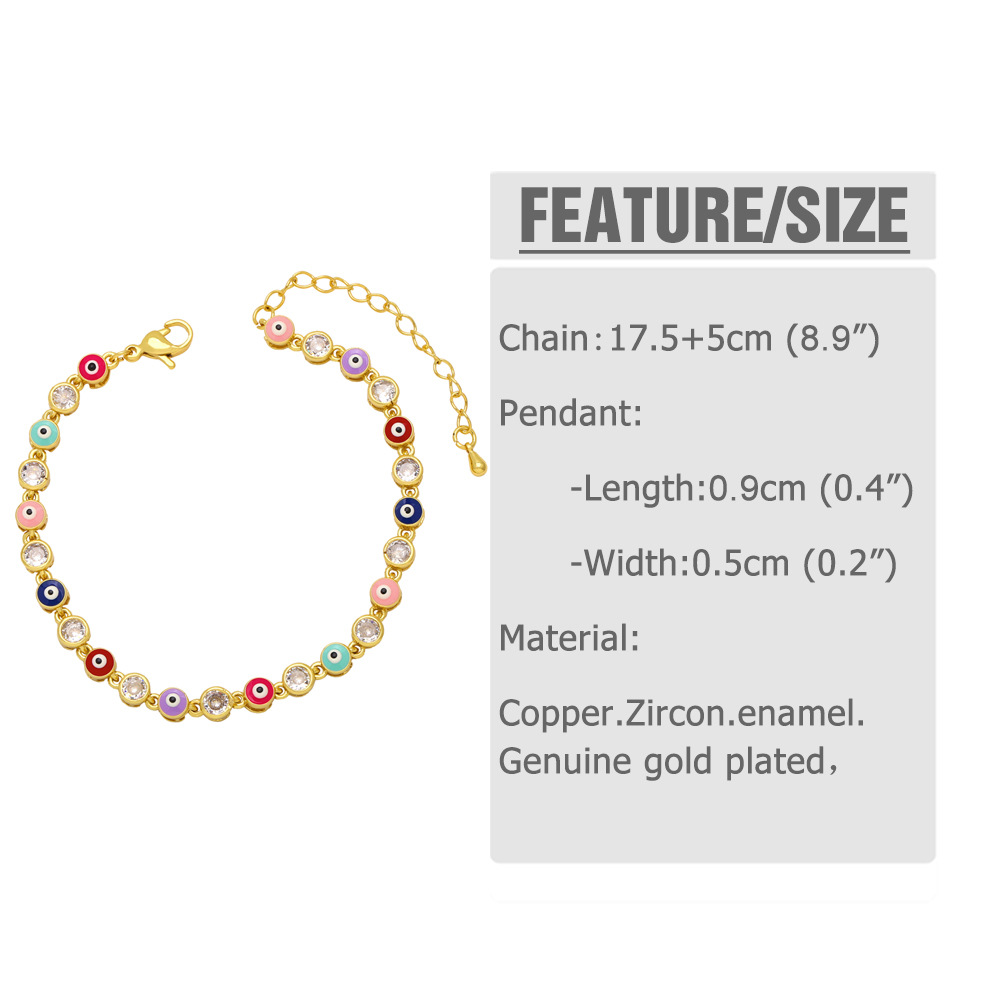 Fashion Devil's Eye Star Copper Enamel Plating Inlay Zircon Bracelets 1 Piece display picture 1