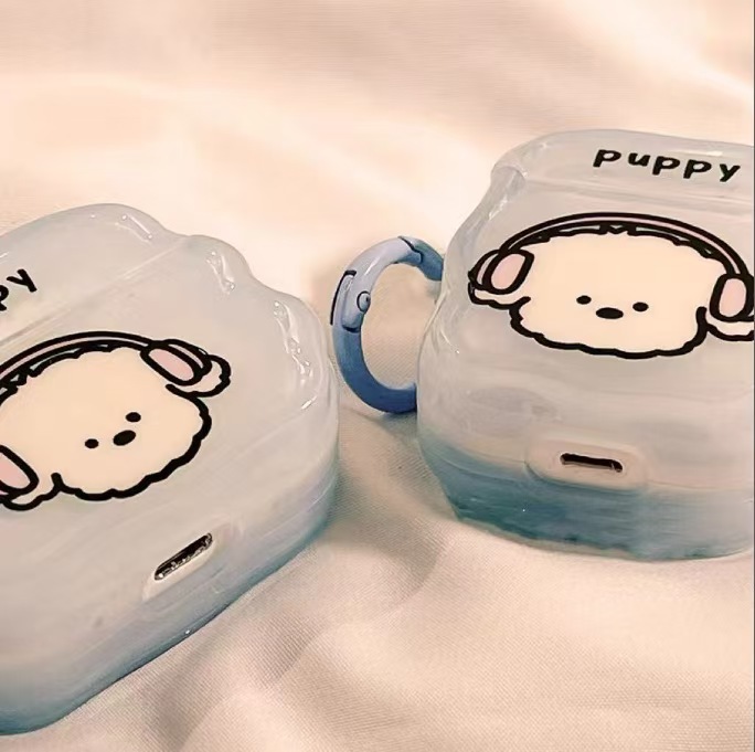 Nuevo estilo creativo de dibujos animados lindo música cachorro i12 cubierta de auriculares TPU a prueba de caídas personalidad portátil