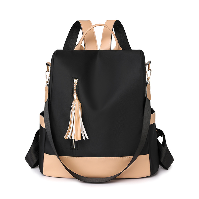 2024 nueva mochila de color de contraste moda simple mochila casual mujer cuero suave bolsa de viaje ligera de gran capacidad al por mayor