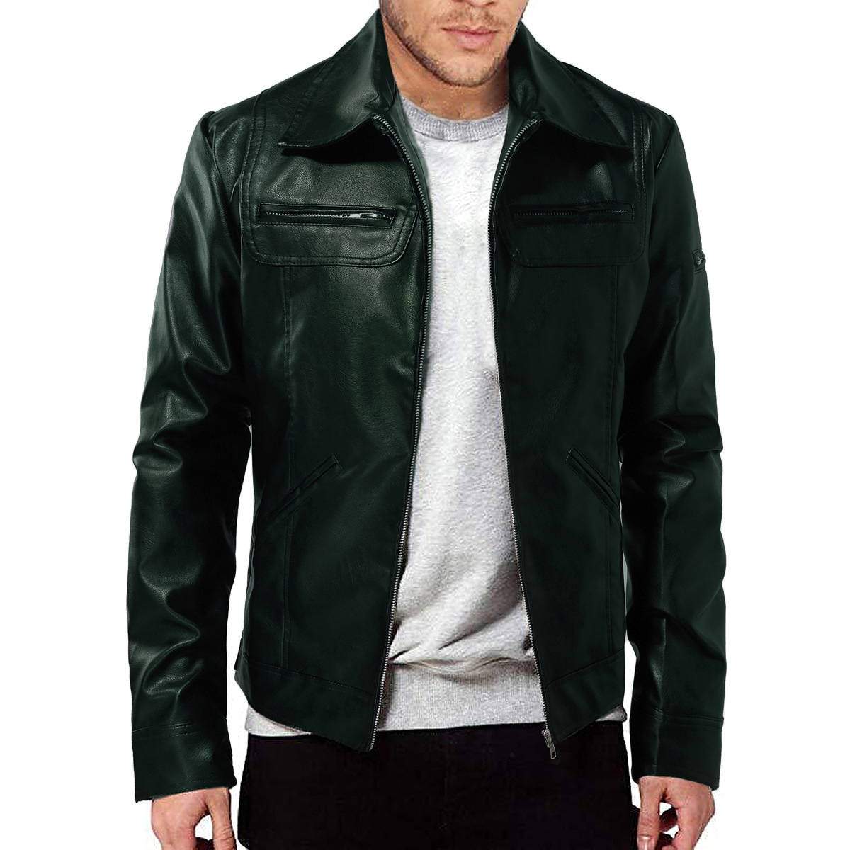 Neue PU 2024 Motorradjacke mit Lederkragen für Herren_voghion.com