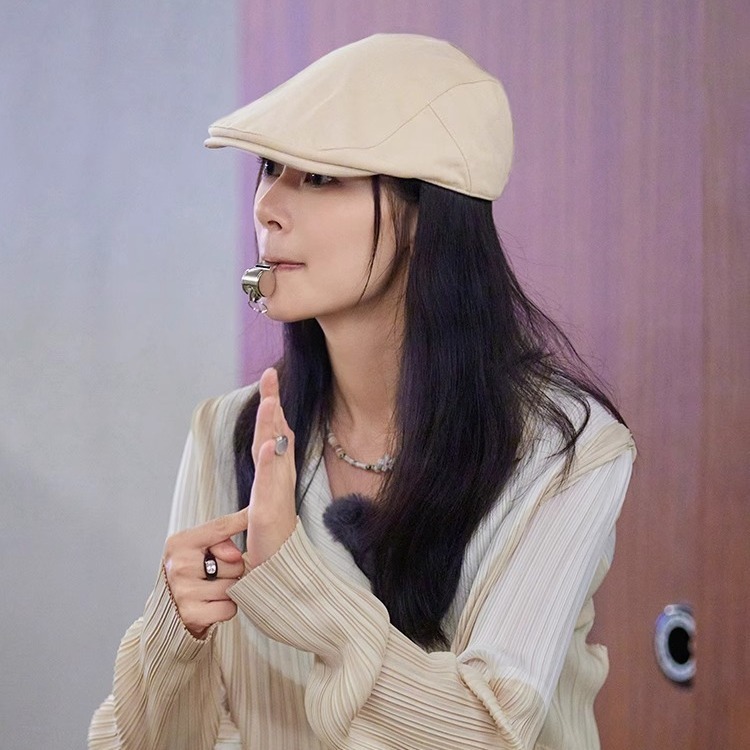 英倫風復古前進帽女性純色百合日系子供帽子スターモデルファッションins風ベレー帽子|undefined