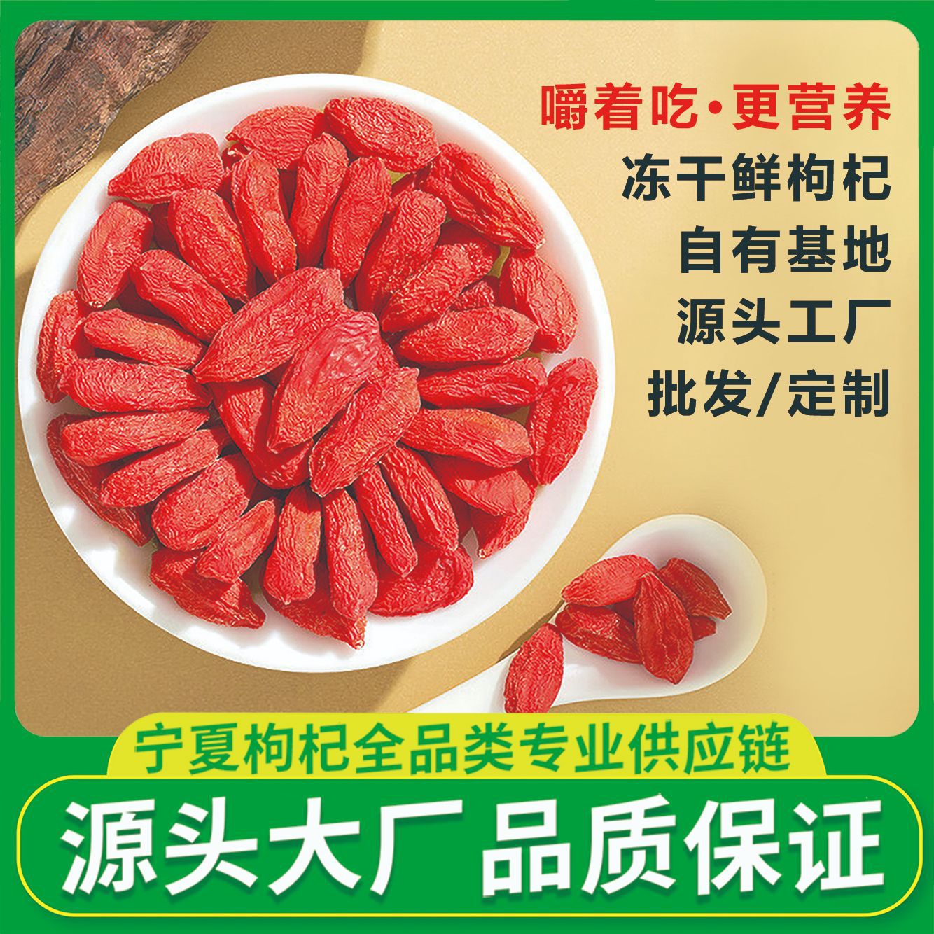 杞福源冻干鲜枸杞宁夏锁鲜枸杞无熏硫特优大果红枸杞代工批发500g