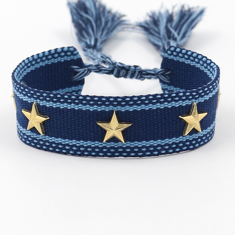 Daily Occasion Polyester Material 1 Piece Bohemian Star Stripe Polyester Unisex Bracelets
