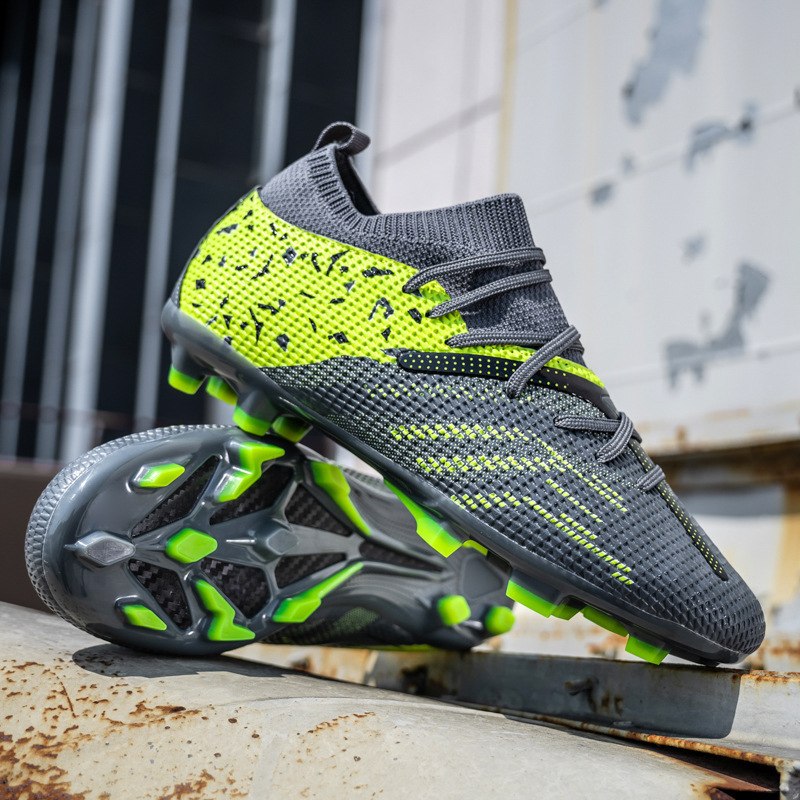 Zapatos de Fútbol de Corte Medio de Piel Sintética Antideslizantes y Ligeros para Césped