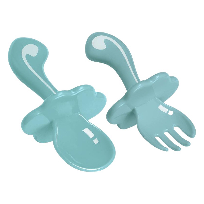 Bebé bebé mango corto nube cuchara tenedor bebé comiendo entrenamiento cuchara tenedor traje anti-estrangulamiento cuchara niños vajilla