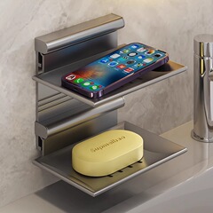 肥皂盒壁掛式衛生間免打孔雙層肥皂架瀝水家用浴室收納香皂置物架
