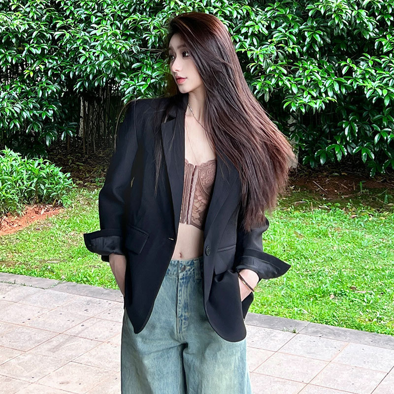 Special Clearance Sale 2026 Spring and Autumn New High-End Designer Women's Black Casual Blazer, No Returns or Exchanges