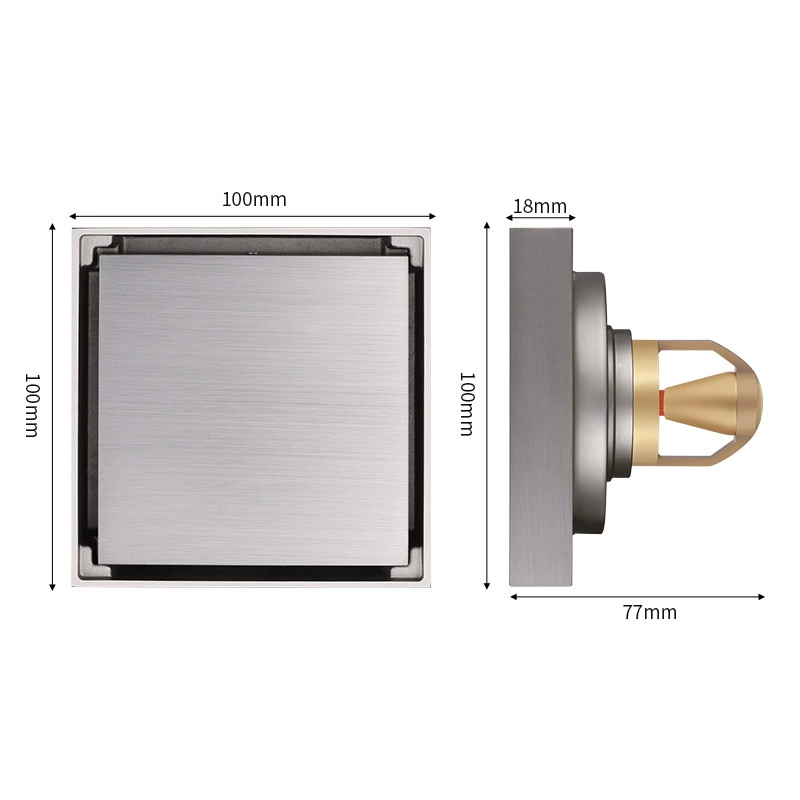 Индивидуальный Слив для пола из чистой меди с защитой от запаха Невидимая плитка для балкона Ванная комната Двойная стиральная машина для защиты от воды Все сливы из медного пола