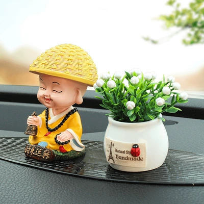Console Car Decoration, Car ornaments - 1-big-monk-auspicious-fruit-1-oval-anti-slip-mat-big-monk-style-randomly-distributed-free-glue