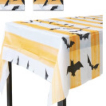 Mantel Rectangular de Polietileno con Puntos Dorados, Impermeable y Resistente al Aceite, Decoración para Fiestas de Halloween, Mantel Ecológico de Fábrica, Disponible en Stock.