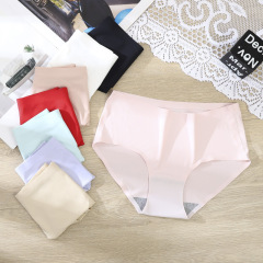 Night Furong Ice Silk Seamless Underwear Women's High-end Cotton Crotch Women's Mid-waist One-piece Large Size Briefs Wholesale