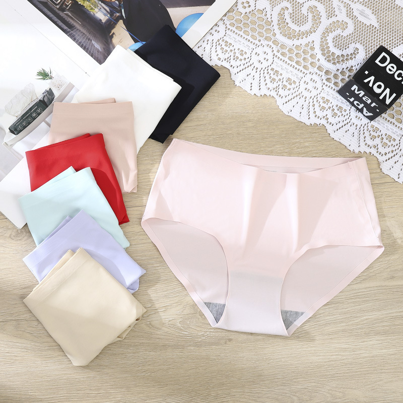 Night lotus ice silk seamless underwear women's high-end cotton crotch ladies waist one-piece plus size briefs wholesale