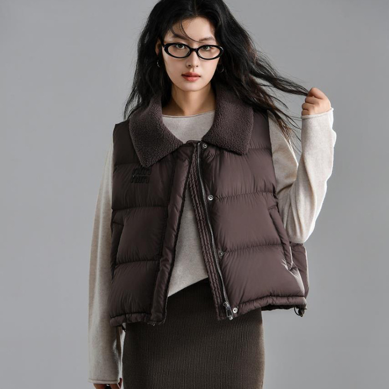 棉马甲女2025秋冬新品韩版翻领外穿欧美风棉服背心坎肩夹克外套潮|undefined