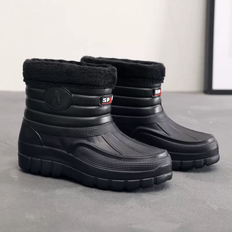冬季加绒男士雪地靴洗衣厨房高帮室外工作防滑保暖冷库一体鞋防寒