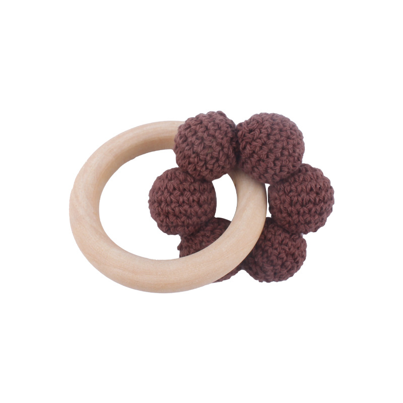 Nuevo bebé suministros Hemu teether pulsera bebé cuentas de lana flor juguete dientes molienda palo AliExpress