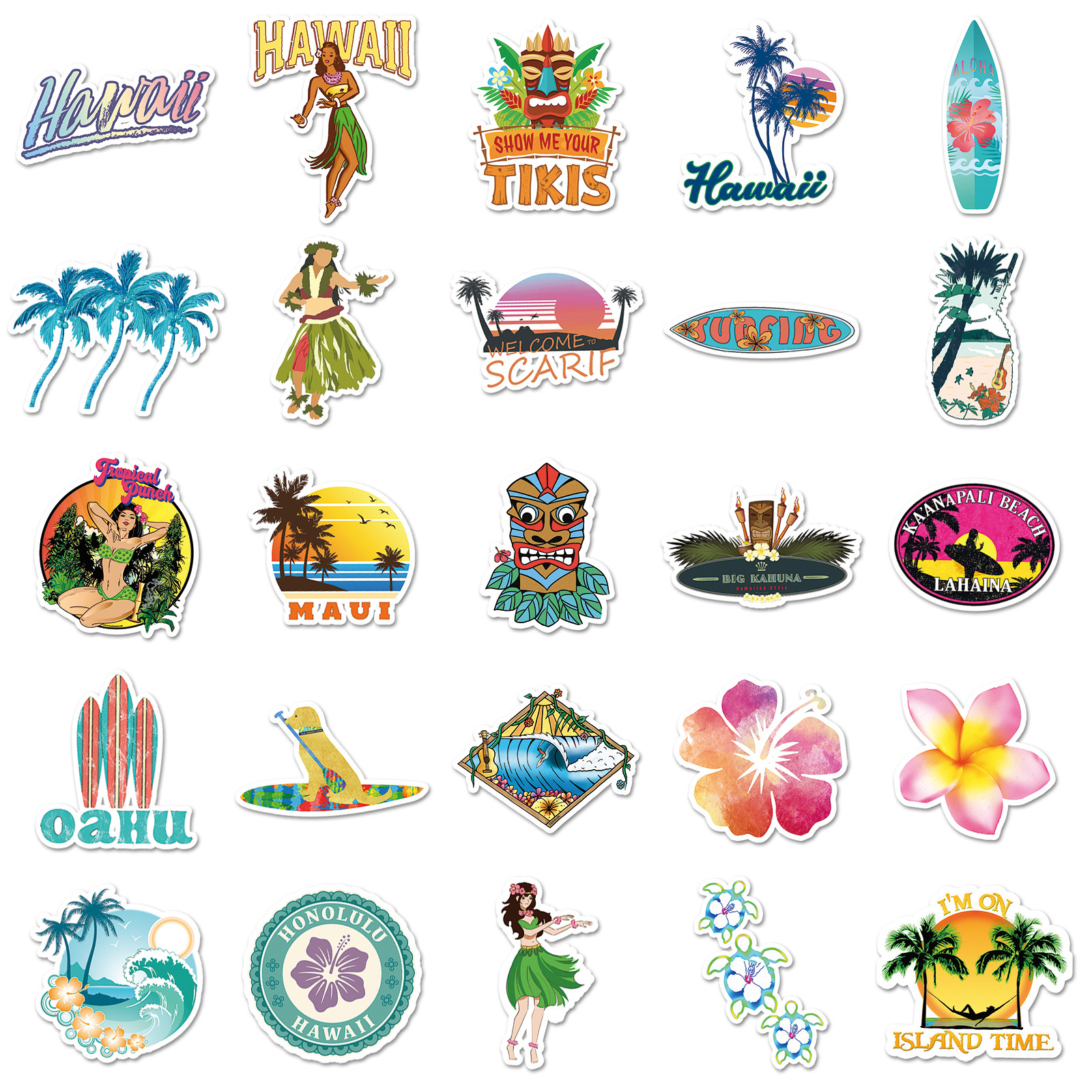50 unidades ins estilo Hawaiano paisaje graffiti personalizado viaje portátil scooter decoración del coche pegatinas