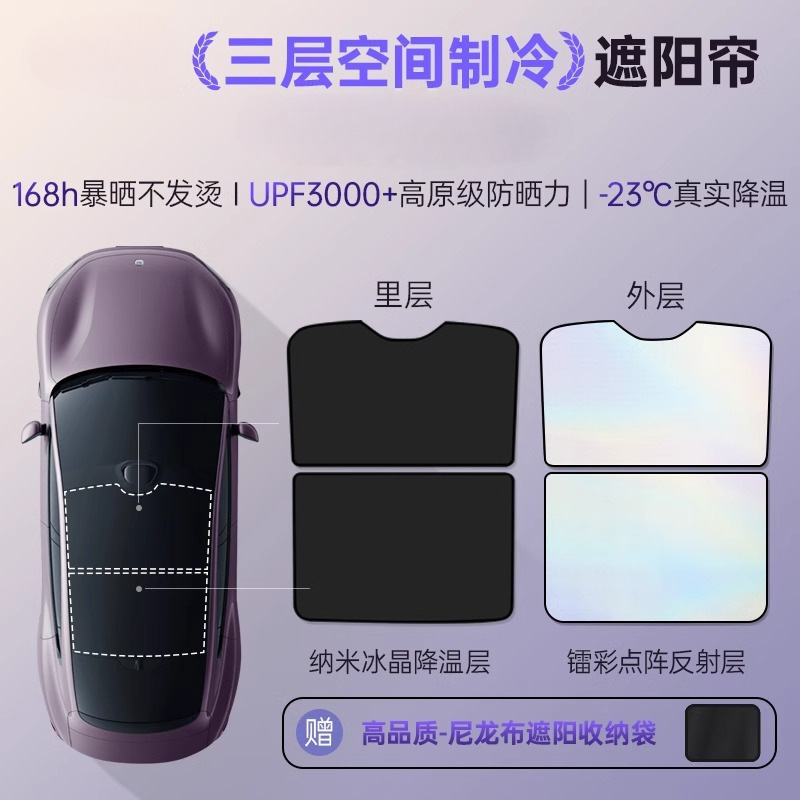 适用于小米YU7/SU7全景天幕遮阳帘天窗冰晶ultra车顶防晒隔热用品|undefined