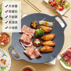 Korean-style griddle plate for outdoor barbecue, cast iron plate for charcoal grill, electric stove plate, Korean mica round griddle pan