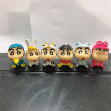 实心PVC动物蜡笔小新6件套 动漫手办模型 蛋糕装饰摆件 车载公仔