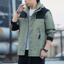 冲锋衣男式情侣款春秋季可拆连帽夹克男潮牌上衣纯色休闲外套男士