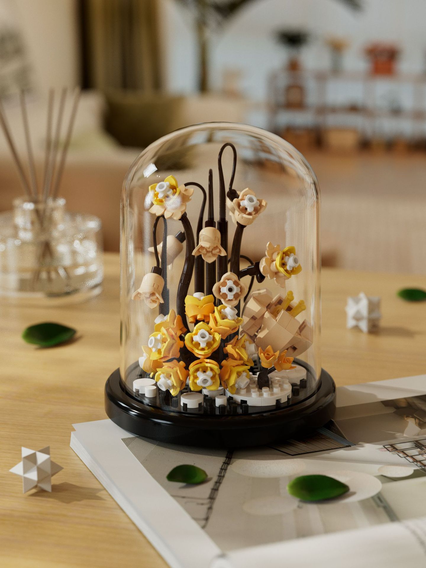Compatible con la red alta cactus plantas suculentas escritorio decoración creativa para niños niñas ensamblaje juguetes bloques de construcción