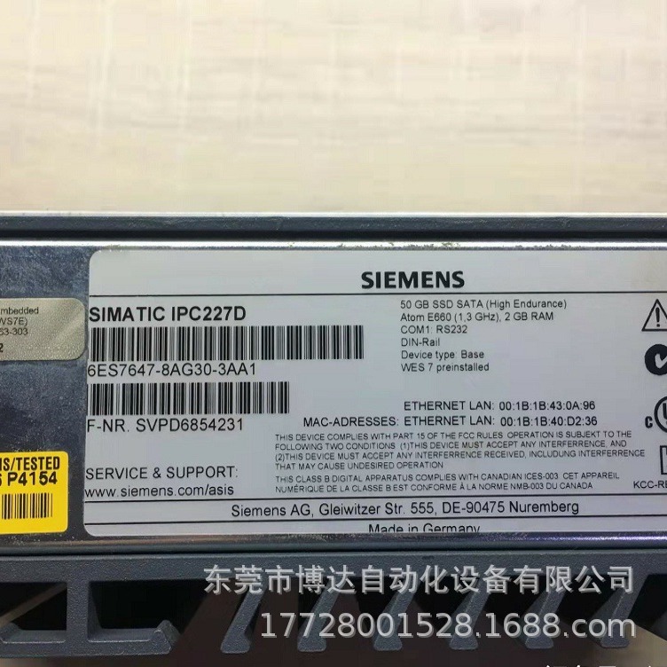 嵌入式工控机西门子Simatic IPC227D凌动E6X正品现货  议价