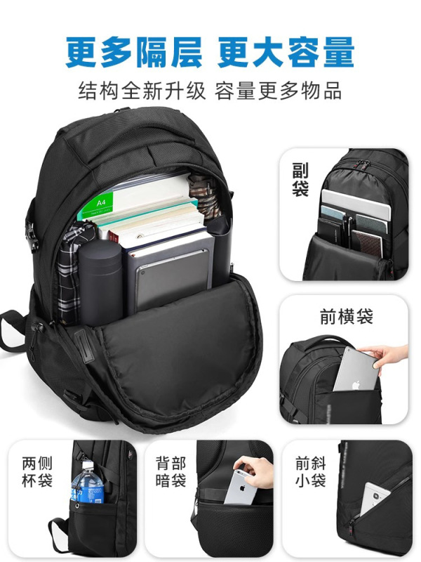 双肩包男士大容量商务旅行包电脑背包登山包初中高中大学生书包|undefined