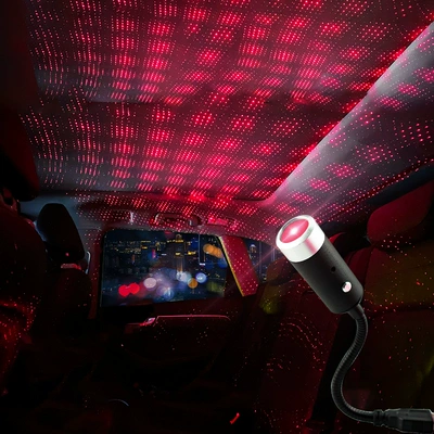 Car headlamp USB car star light laser starry car home automatic rotating voice control rhythm light (Panel (Dashboard) işıqlandırması) - automatic-rotation-with-voice-control-single-red
