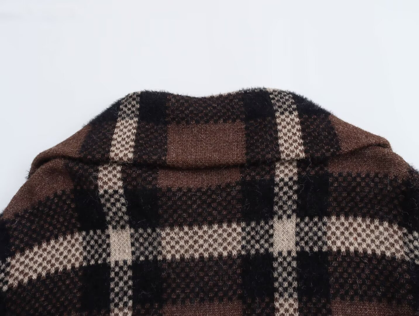 Women's clothing 2024 autumn and winter new street fashion plaid zipper sweater jacket_voghion.com
