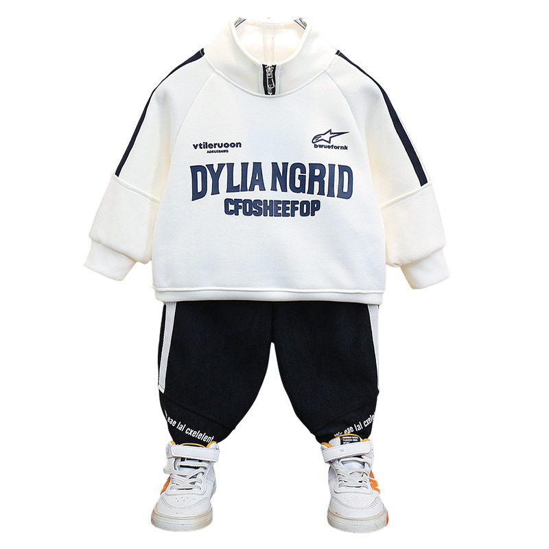 7699 Traje para niños y niños 2025 nueva ropa casual suéter atractivo primavera primavera primavera primavera primavera y otoño bebé traje de dos piezas marea