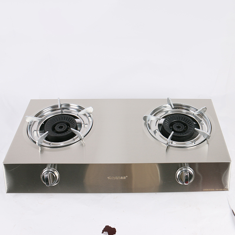 Estufa de gas de fuego feroz cocina escritorio de acero inoxidable gas natural licuado estufa doble estufa fábrica al por mayor