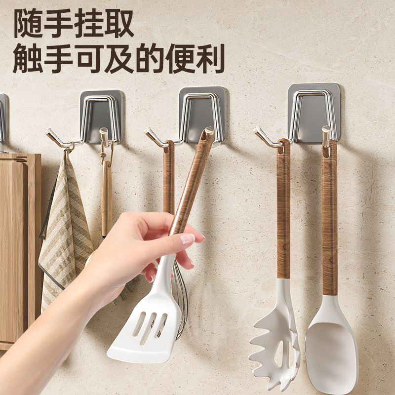 Multi-Purpose Hook with Strong Adhesive, Wall-Mounted, Heavy-Duty Kitchen Hook, Double Hook, Traceless, No-Drill Adhesive Hook for Behind the Door, Clothes Hook Multi-Purpose Hook with Strong Adhesive, Wall-Mounted, Heavy-Duty Kitchen Hook, Double Hook, Traceless, No-Drill Adhesive Hook for Behind the Door, Clothes Hook